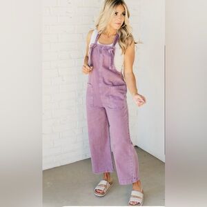 NICCOLA KNOT STRAP OVERALLS - ZENANA. Color Violet. Size small. New. Never worn